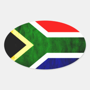 Sticker Ovale Afrique du Sud Drapeau : Motif dynamique à balayag
