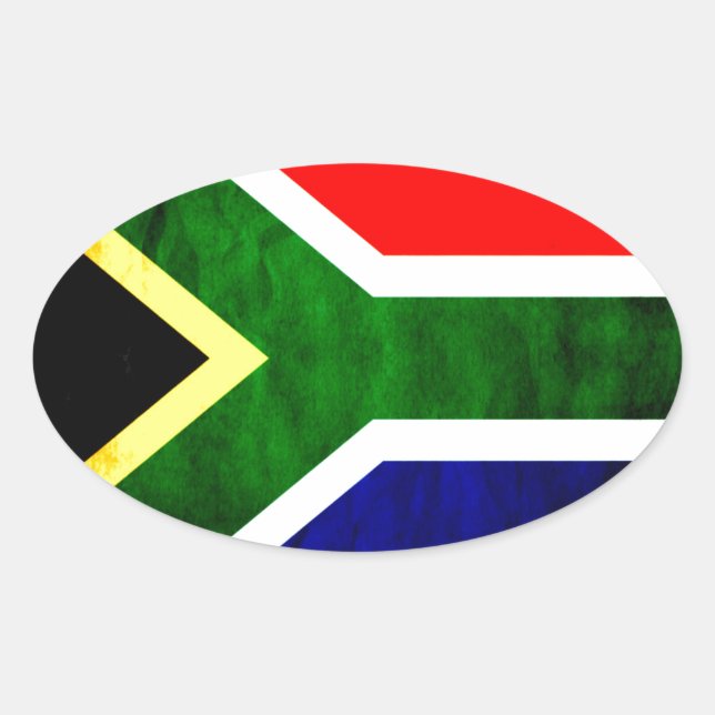 Sticker Ovale Afrique du Sud Drapeau : Motif dynamique à balayag (Devant)