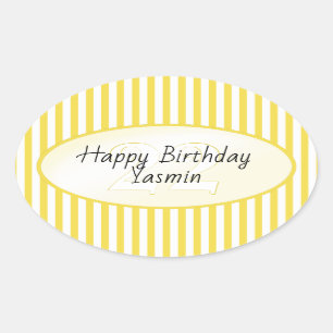 Sticker Ovale Âge subtil Jaune/Blanc Stripes Motif