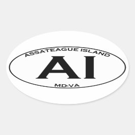 Sticker Ovale AI - Logo d'ovale d'île d'Assateague