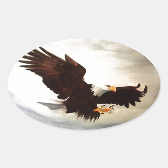 Sticker Ovale Aigle à tête blanche (Devant)