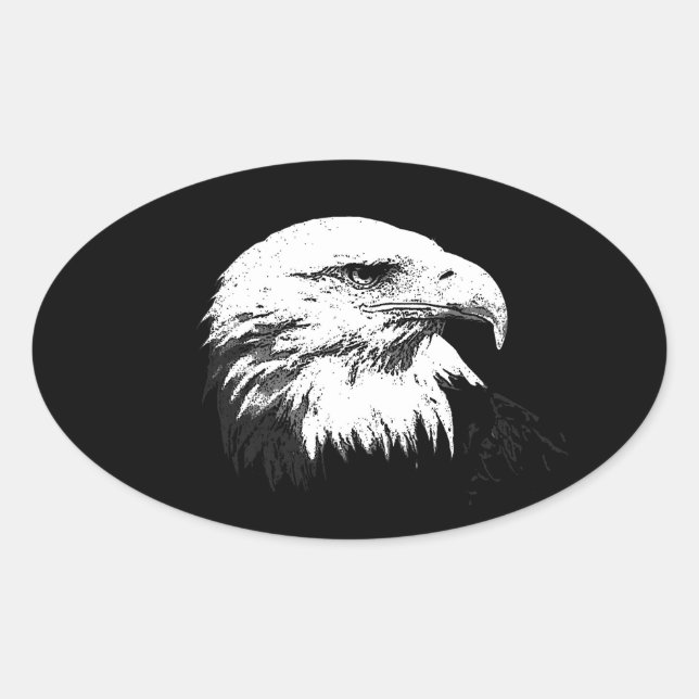Sticker Ovale Aigle à tête blanche américaine (Devant)