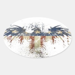 Sticker Ovale Aigle patriotique, US/USA, drapeau SAD