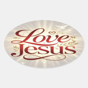 Sticker Ovale Aime Jésus