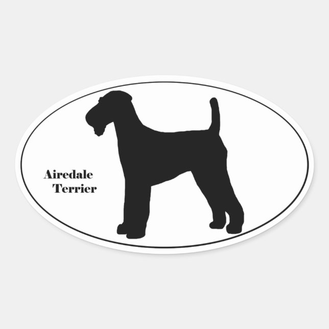 Sticker Ovale Airedale Terrier SIlhouette (Devant)