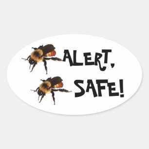 Sticker Ovale Alerte aux abeilles, en sécurité aux abeilles ! Ab