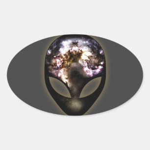 Sticker Ovale Alien cosmique