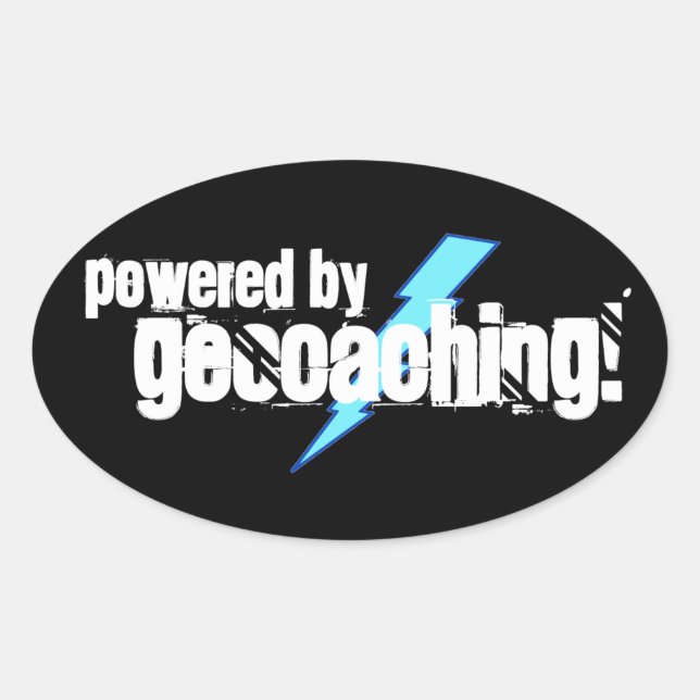 Sticker Ovale Alimenté Par Le Géocaching (Devant)