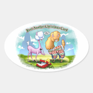 Sticker Ovale ALPACA SWEATER par Jeff Willis Art