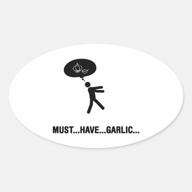 Sticker Ovale Amateur d'ail (Devant)