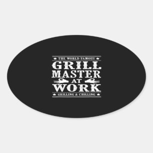 Sticker Ovale Amateurs de barbecue   Le Célèbre Maître Grill Au 