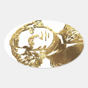 Sticker Ovale American Président George Washington Portrait Gold