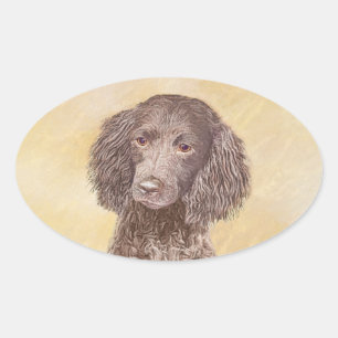 Sticker Ovale American Water Spaniel Peinture - Original Dog Art