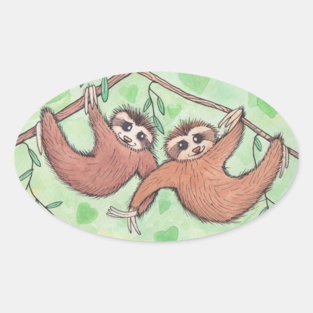 Sticker Ovale Amour Valentine de paresse (Devant)