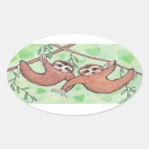 Sticker Ovale Amour Valentine de paresse