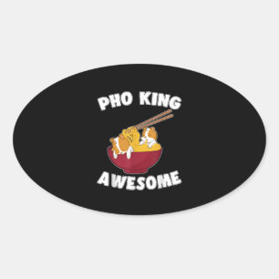 Sticker Ovale Amusant Hamster Kawaii Avec Des Nouilles Magnifiqu