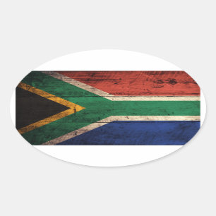 Sticker Ovale Ancien drapeau en bois d'Afrique du Sud