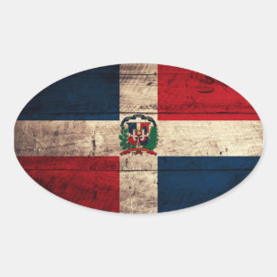 Sticker Ovale Ancien drapeau en bois de République Dominicaine