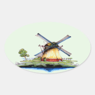 Sticker Ovale Ancien moulin néerlandais