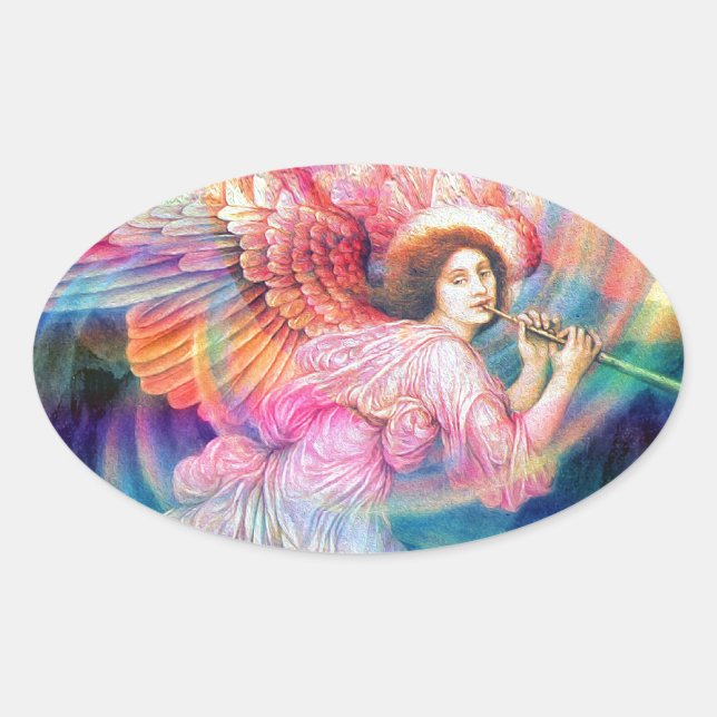 Sticker Ovale Angel arc-en-ciel (Devant)
