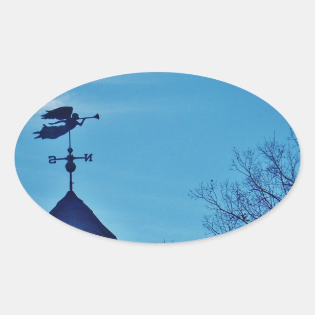 STICKER OVALE ANGEL BLOWING HORN (Devant)