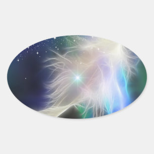 Sticker Ovale Angel Feather et Stars