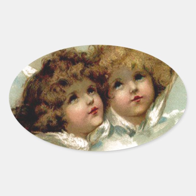Sticker Ovale Anges vintages (Devant)