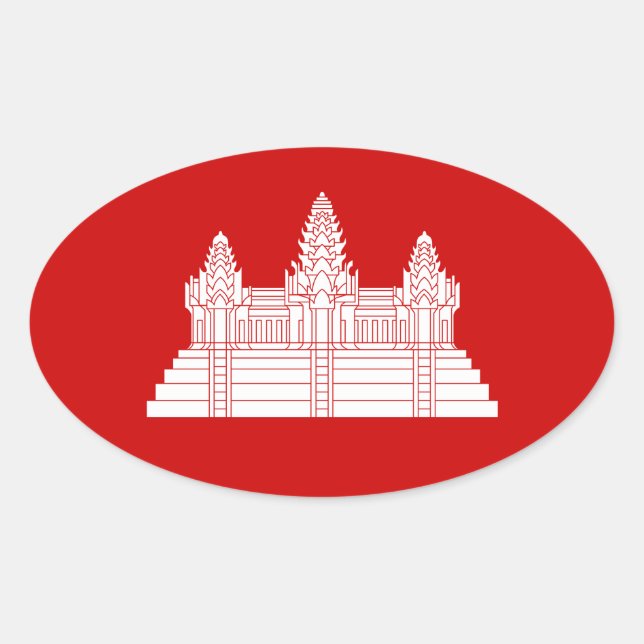 Sticker Ovale Angkor Vat Ver.2.0. Temple khmer (Devant)