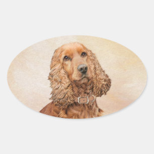 Sticker Ovale Anglais Cocker Peinture Espagnole - Art Chien orig