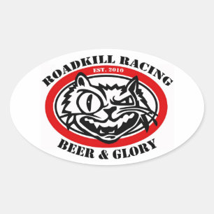 Sticker Ovale Animal tué sur une route emballant des