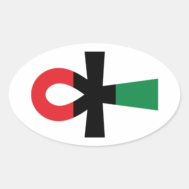 Sticker Ovale Ankh rouge, noir et vert (Devant)