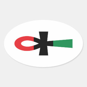 Sticker Ovale Ankh rouge, noir et vert