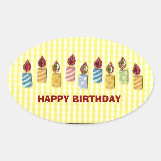 Sticker Ovale ANNIVERSAIRE : Joyeux Anniversaire, Anniversaire S (Devant)