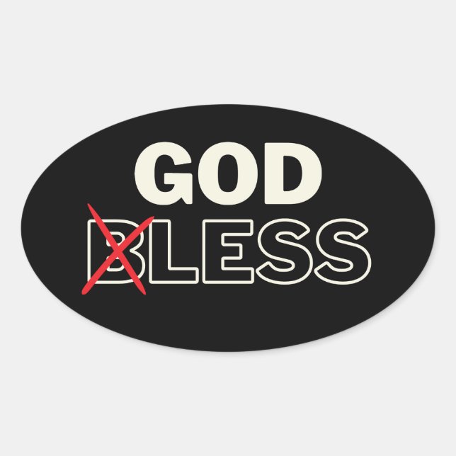 Sticker Ovale Anti-Religion athée "sans Dieu" (Devant)