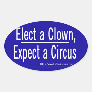 Sticker Ovale Anti-Trump - Elect a Clown & Get a Circus