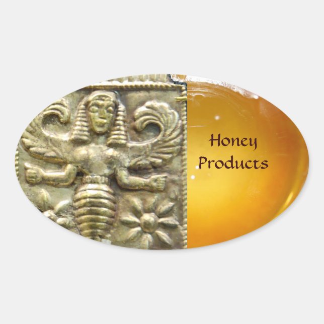 STICKER OVALE ANTIQUE GRECQUE HONEY BEE GODDESS (Devant)