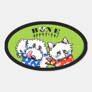 Sticker Ovale Appetit de chat de chien! Olive Gourmande Animaux