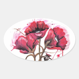 Sticker Ovale Aquarelle rouge