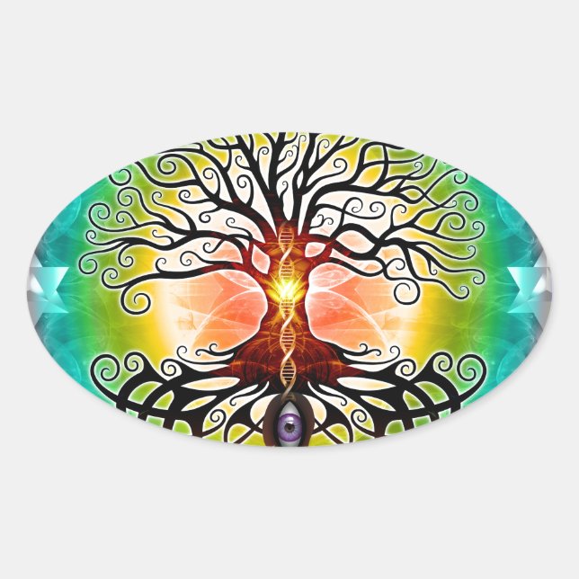 Sticker Ovale Arbre De Vie (Devant)