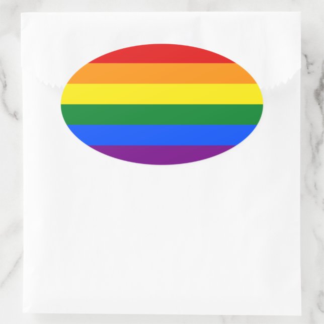 Sticker Ovale Arc-en-ciel LGBT Pride (Sac)