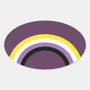 Sticker Ovale Arc-en-ciel non binaire