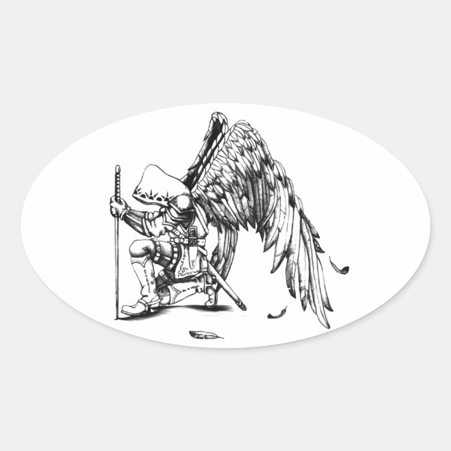 Sticker Ovale ArchAngel guerrier (Devant)