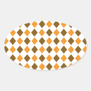 Sticker Ovale [ARG-BRO-1] Brun et rétro Jacquard orange