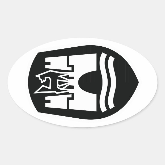 Sticker Ovale Armoiries de Wolfsburg (blanc noir) (Devant)