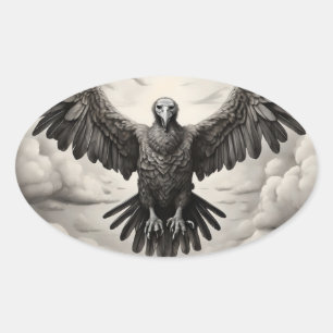 Sticker Ovale arrière - plan de nuage de vautour volant