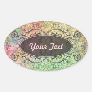 Sticker Ovale Art antique Motif ornemental pour votre design