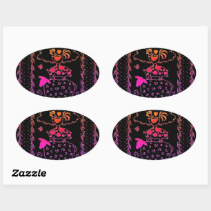 STICKER OVALE ART FOLAIRE ANIMAUX DE FERME MOUSSE, PIG, ROOSTER