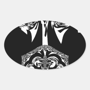 Sticker Ovale Art noir et blanc africain