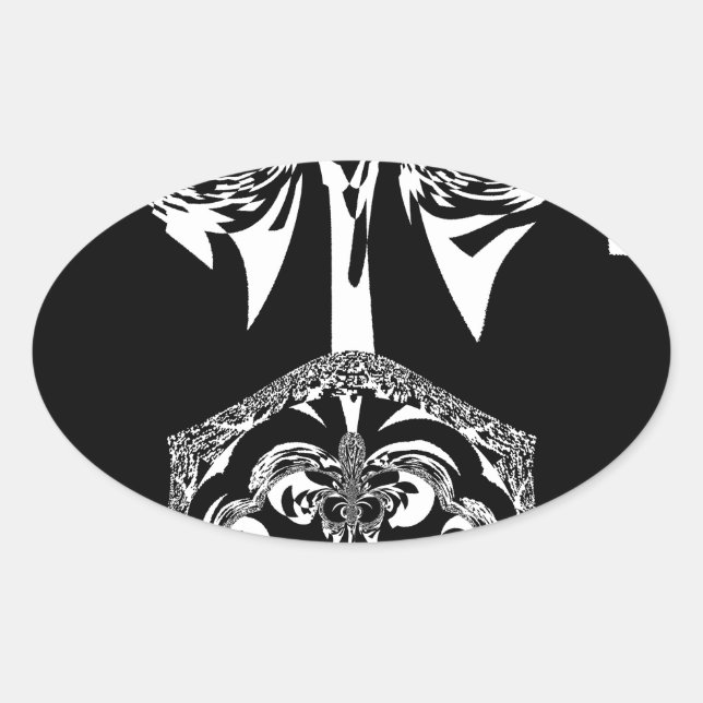 Sticker Ovale Art noir et blanc africain (Devant)