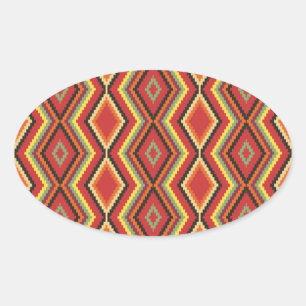 Sticker Ovale Art Orange Jaune Rouge Africain